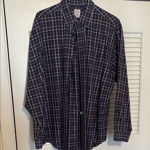 Men's Plaid Shirt - Navy and Brown